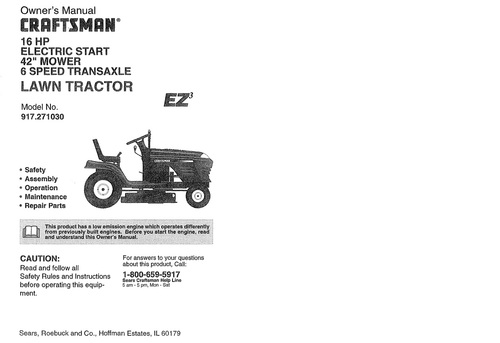 Product picture CRAFTSMAN 16 HP ELECTRIC START 42 MOWER 6 SPEED             