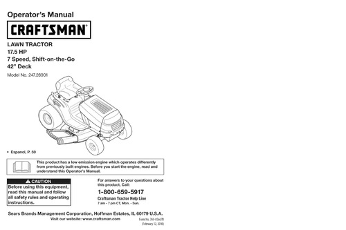 Product picture  LAWN TRACTOR 17.5 HP 7 Speed