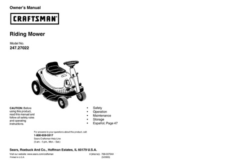 Product picture Riding Mower Model 