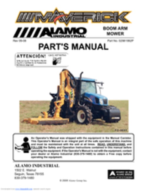 Product picture Alamo Industrial Maverick Boom Arm Mower Parts Manual