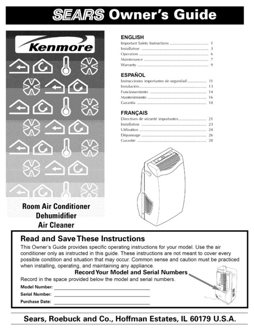 Product picture Sears Kenmore 23-11-2223N-003 Owners Manual