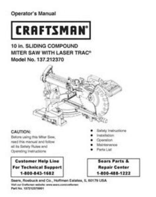 Product picture Craftsman 137.212370 Instruction Manuals and User Guides