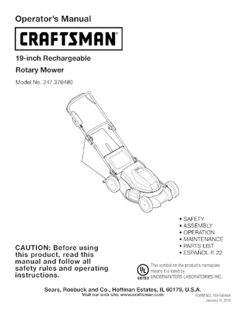 Product picture Craftsman 247.370480 Instruction Manuals and User Guides