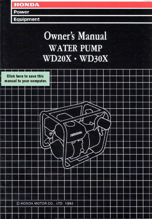 Product picture Honda WD20X WATER PUMP Owners Manual