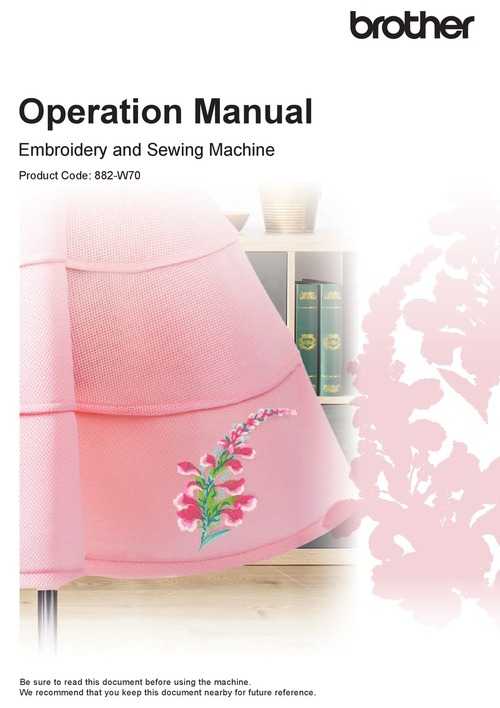 Product picture Table Of Contents - Brother 882-W70 Operation Manual