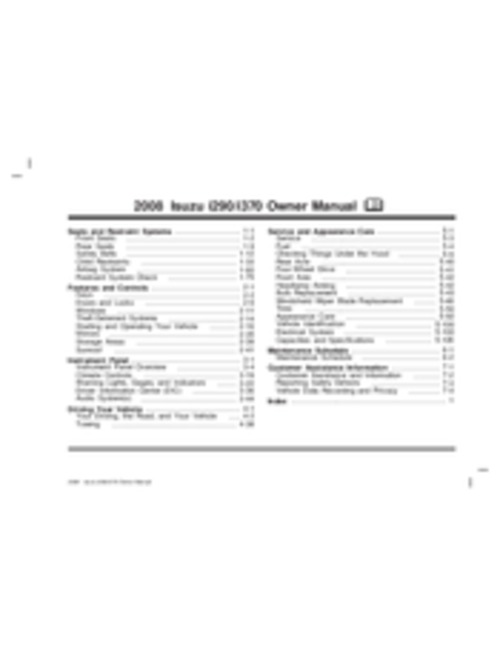 Product picture Isuzu 2008 i290 Owners Manual